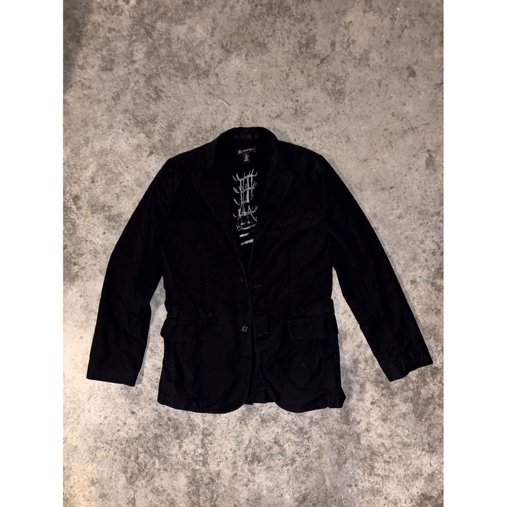INC International Concepts Blazer Jacket Men Medium Black Cotton Formal Business